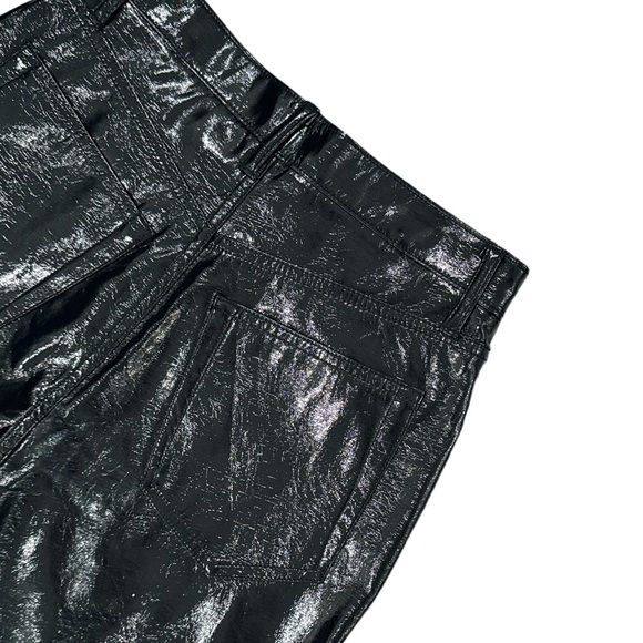 Abercrombie & Fitch Black Vegan Patent Leather 90s Straight Ultra High Rise Pant - Picture 12 of 14